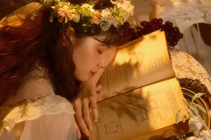 Qiu Qiu in YiTuYu Vol.8546: Dreamy Vintage Serenity Amidst Golden Hour Blooms-11