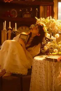 Qiu Qiu in YiTuYu Vol.8546: Dreamy Vintage Serenity Amidst Golden Hour Blooms-9