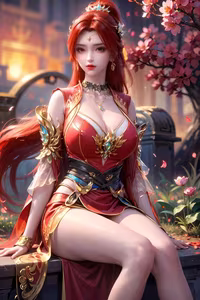 Tang Huo'er's Enchanting Beauty: Dou Po Cang Qiong AI Character in Mystical Scenery-10