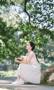 VGU No.139: Tranquil Beauty of a Girl in Nature | Relaxing Moment Under Lush Green Trees-7