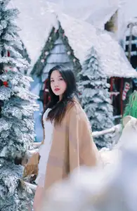 Radiant Beauty: Girl in Pristine White Dress Amidst Romantic Winter Wonderland 1000024890-10