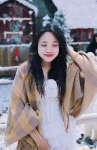 Radiant Beauty: Girl in Pristine White Dress Amidst Romantic Winter Wonderland 1000024890-7