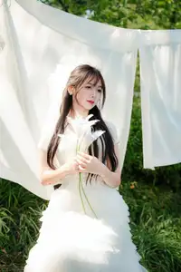 VGU No.180: The Pure Elegance of a Girl in a White Dress with Gentle Lilies-5