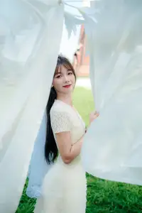 VGU No.180: The Pure Elegance of a Girl in a White Dress with Gentle Lilies-8