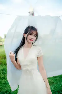 VGU No.180: The Pure Elegance of a Girl in a White Dress with Gentle Lilies-1