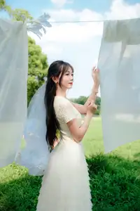 VGU No.180: The Pure Elegance of a Girl in a White Dress with Gentle Lilies-4