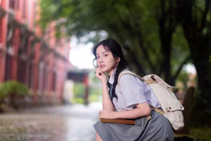 VGU No.156: Radiant Vietnamese Schoolgirl Shines in Elegant School Uniform-3