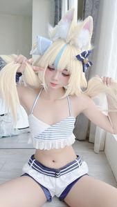 Coser@PoppaChan - Sameko Saba Cosplay: Adorable Sailor Outfit in a Lively Outdoor Setting-11