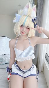 Coser@PoppaChan - Sameko Saba Cosplay: Adorable Sailor Outfit in a Lively Outdoor Setting-26