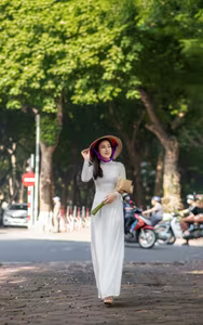 VGU No.121: Graceful Vietnamese Lady in Ao Dai with Vibrant Flower Bicycle-4