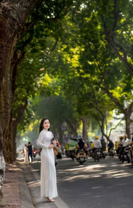 VGU No.121: Graceful Vietnamese Lady in Ao Dai with Vibrant Flower Bicycle-3