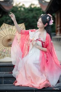 AI Generated: Gentle Hanfu Girl in Pink, Elegant Asian Beauty-4