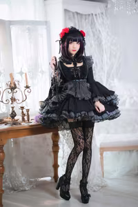 Coser Tomoyo Jiang as Kuroe Shizuku: Alluring Gothic Charm & Mysterious Elegance-7